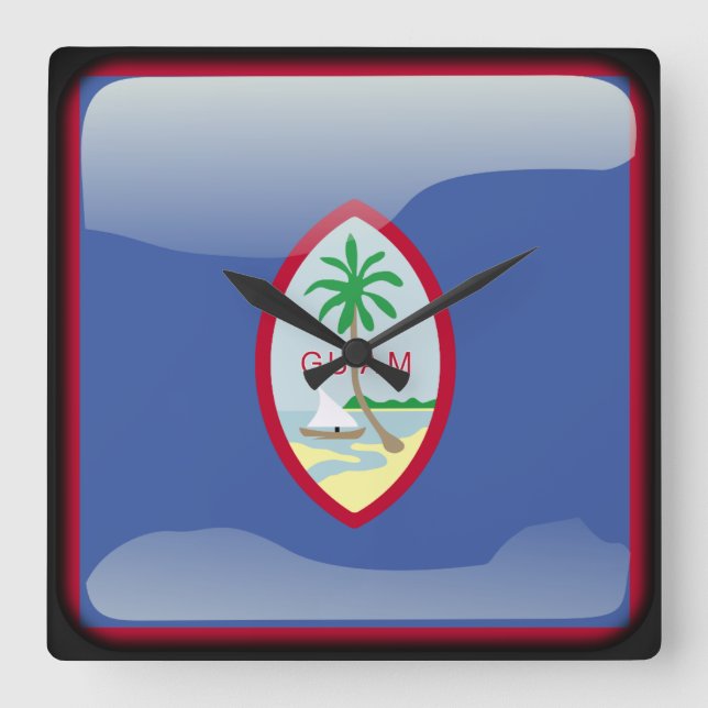 Flagga Guam Fyrkantig Klocka (Framsida)