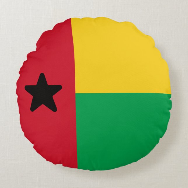 Flagga Guinea-Bissau Rund Kudde (Framsidan)