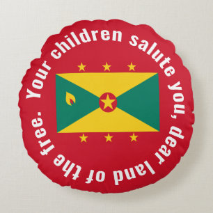 Flagga Guyana Nationalhymn Röd Grön Gul Rund Kudde