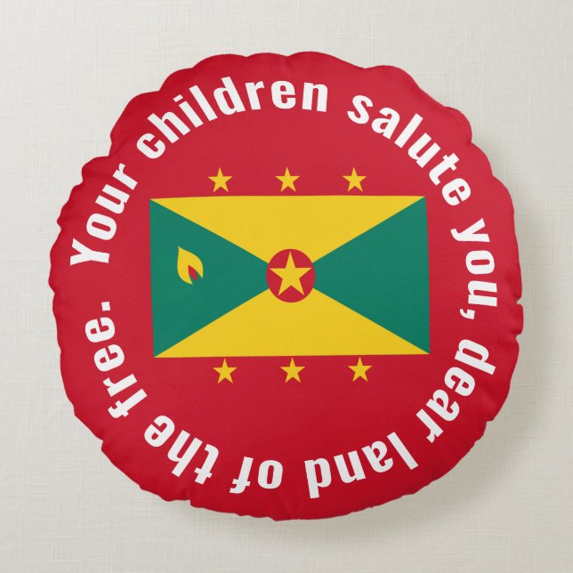 Flagga Guyana Nationalhymn Röd Grön Gul Rund Kudde (Framsidan)