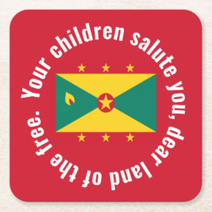 Flagga Guyana Nationalhymn Röd Grön Gul Underlägg Papper Kvadrat
