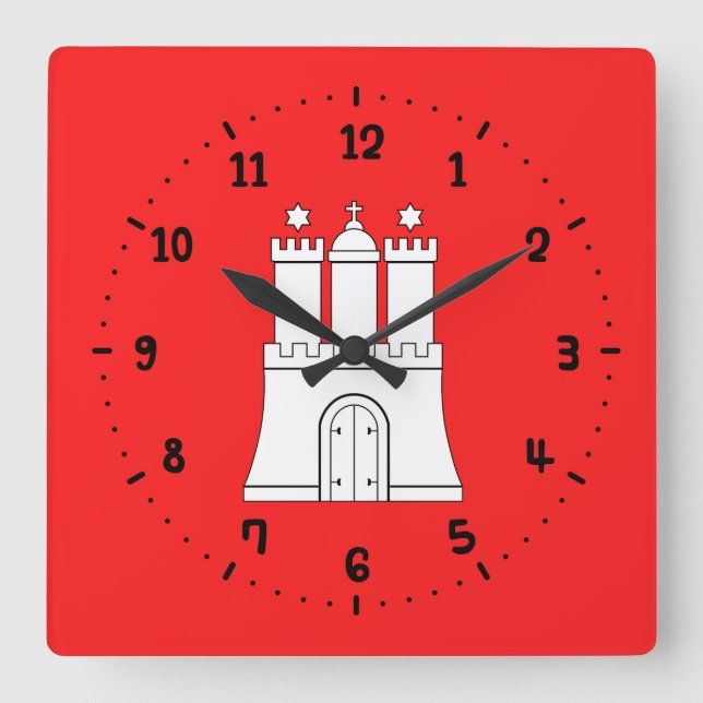 Flagga Hamburg Square Wall Clock Fyrkantig Klocka (Framsida)
