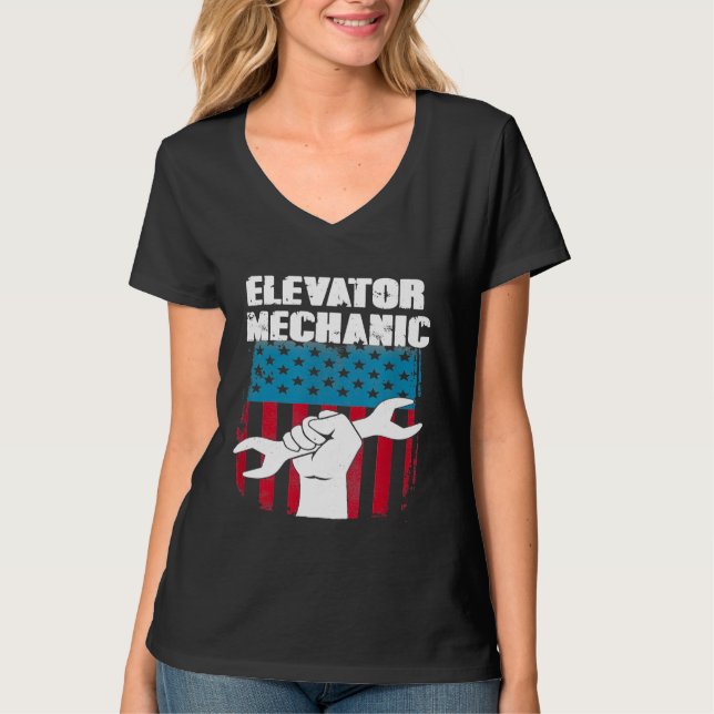 Flagga Hand Verktyg Tech för underhåll av levator T Shirt (Framsida)