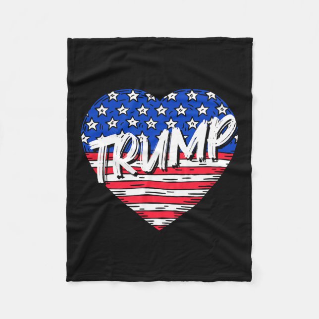 Flagga Heart Kärlek Trump Fleecefilt (Framsidan)