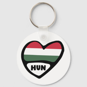 Flagga Heart Nyckelring, HUN, Land Nyckelring