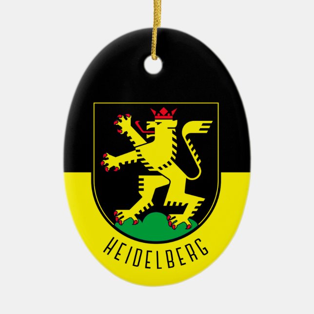 Flagga Heidelberg - TYSKLAND Julgransprydnad Keramik (Framsidan)
