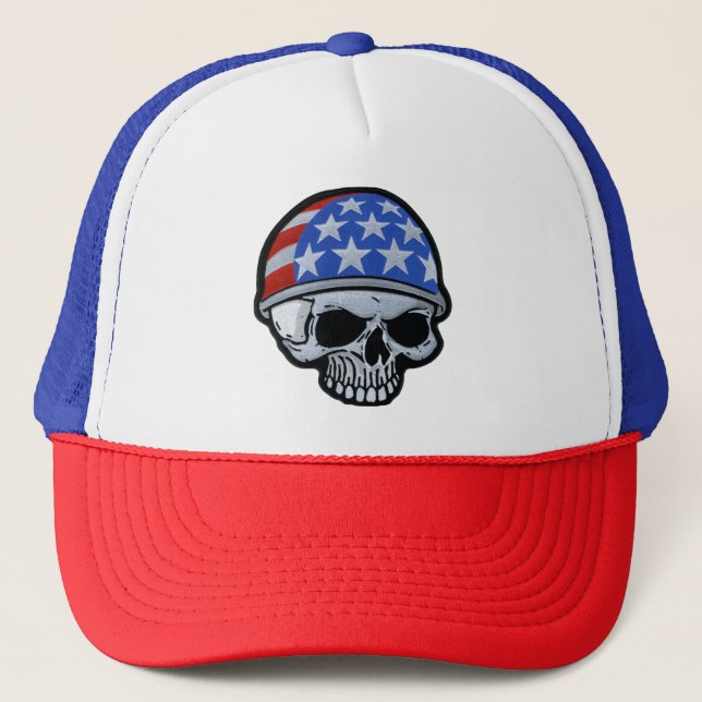 Flagga Helmet Skull Truckerkeps (Framsida)