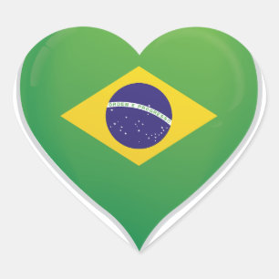 Flagga-hjärtdekaler för pride i Brasilien Hjärtformat Klistermärke