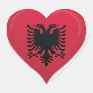 Flagga hjärtdekaler för pridet i Albanien Hjärtformat Klistermärke