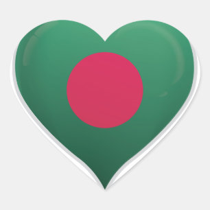 Flagga-hjärtdekalett för pride i Bangladesh kärlek Hjärtformat Klistermärke