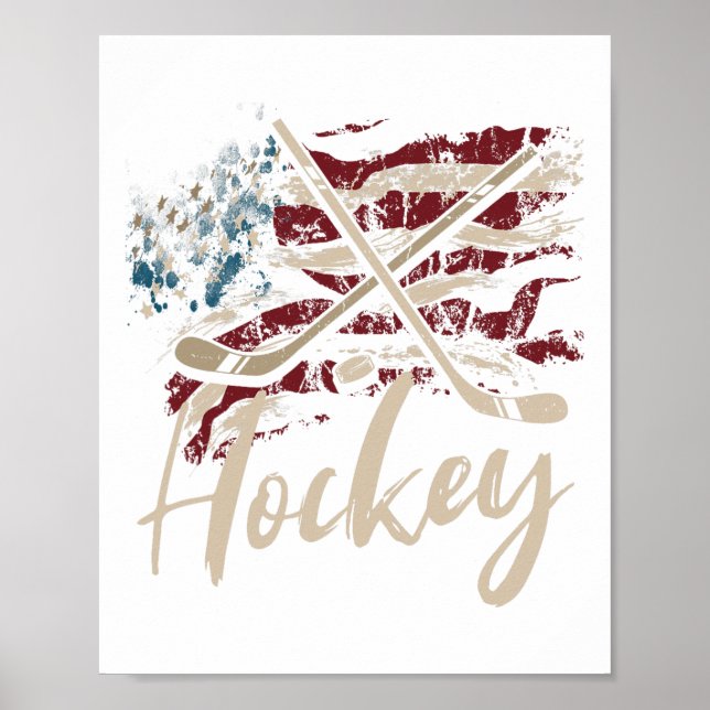 Flagga Hockey Th från juli Patriotic Sports Älskar Poster (Framsidan)