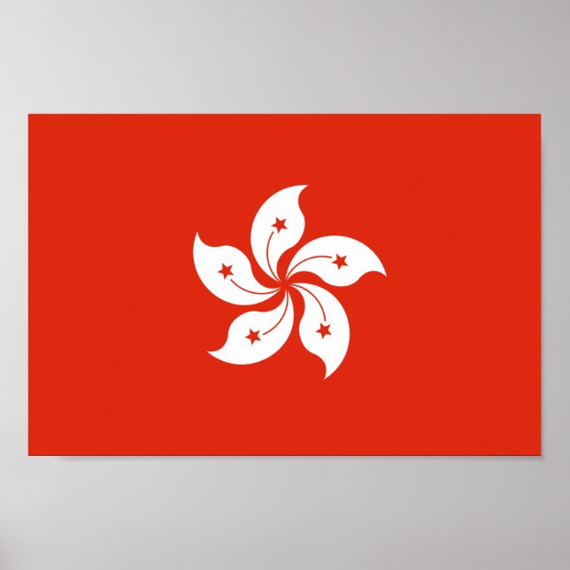 Flagga Hong Kong Bauhinia Blakeana HK Flagga Poster (Framsidan)