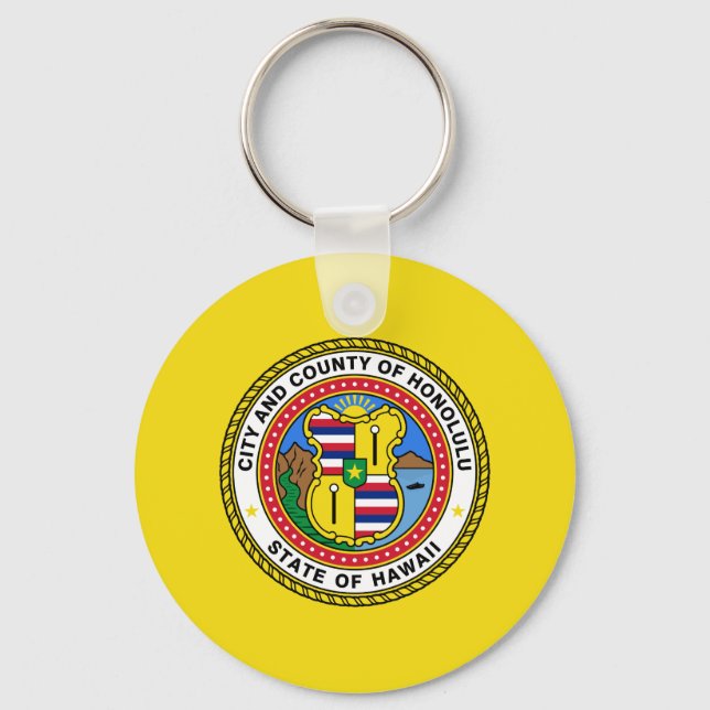 Flagga Honolulu, Hawaii Keychain Nyckelring (Framsida)