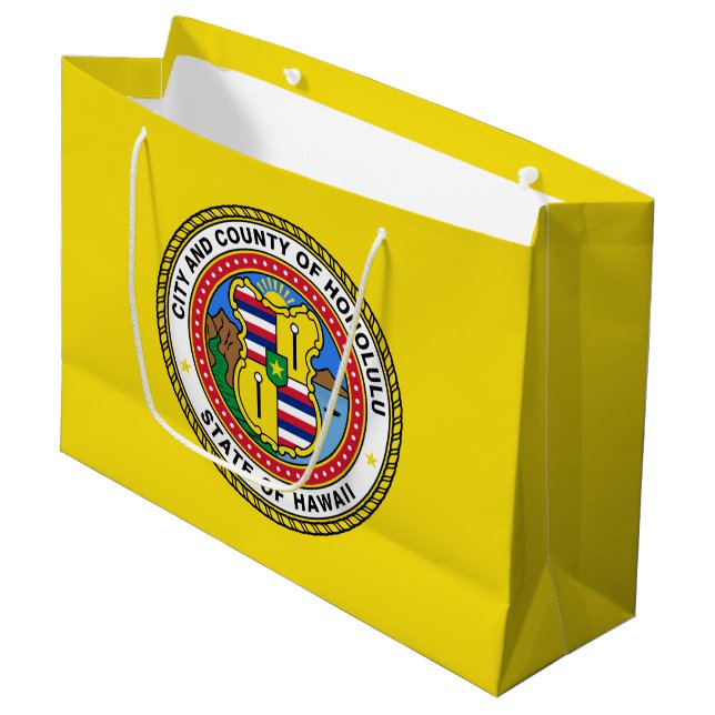 Flagga Honolulu, Hawaii Large Gift Bag (Framsidan Vinklad)