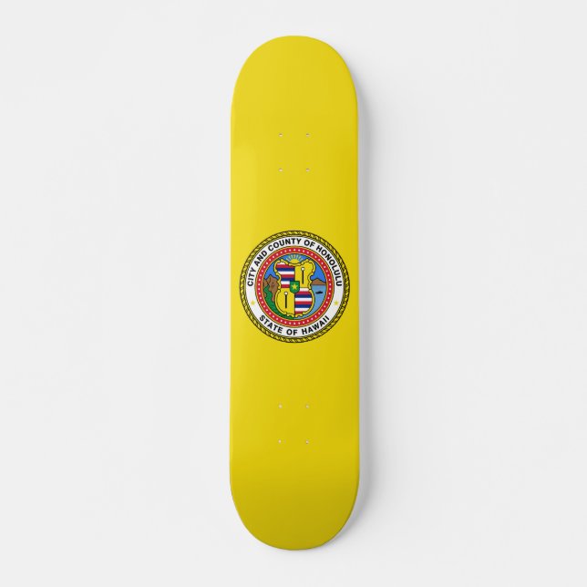 Flagga Honolulu, Hawaii Mini Skateboard Bräda 18,5 Cm (Framsida)