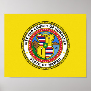 Flagga Honolulu, Hawaii Poster