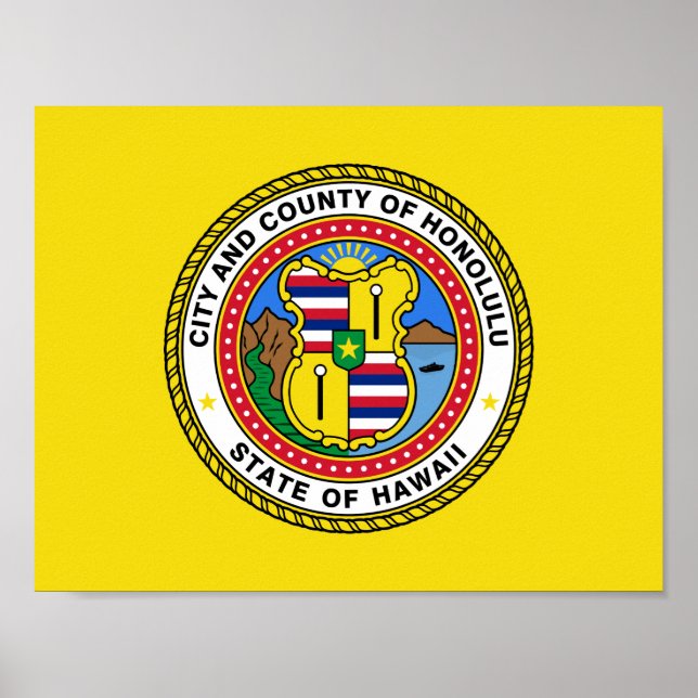 Flagga Honolulu, Hawaii Poster (Framsidan)