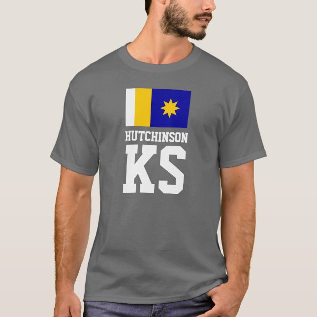 Flagga Hutchinson, Kansas T Shirt (Framsida)