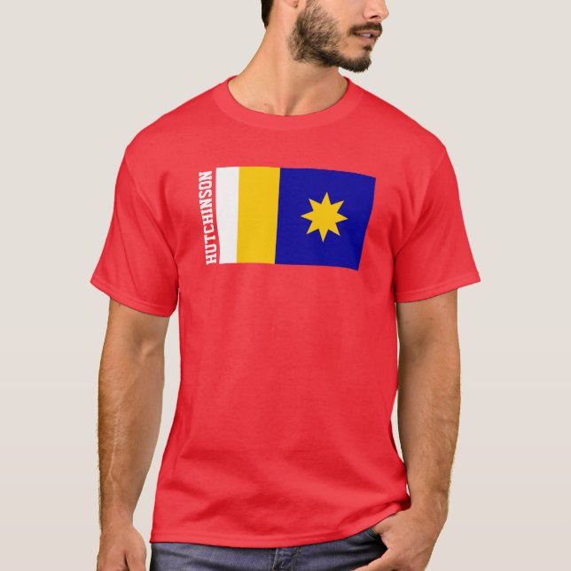 Flagga Hutchinson, Kansas T Shirt (Framsida)