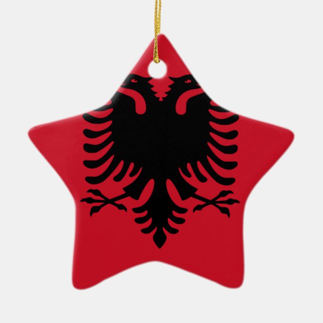 Flagga i Albanien Julgransprydnad Keramik (Framsidan)
