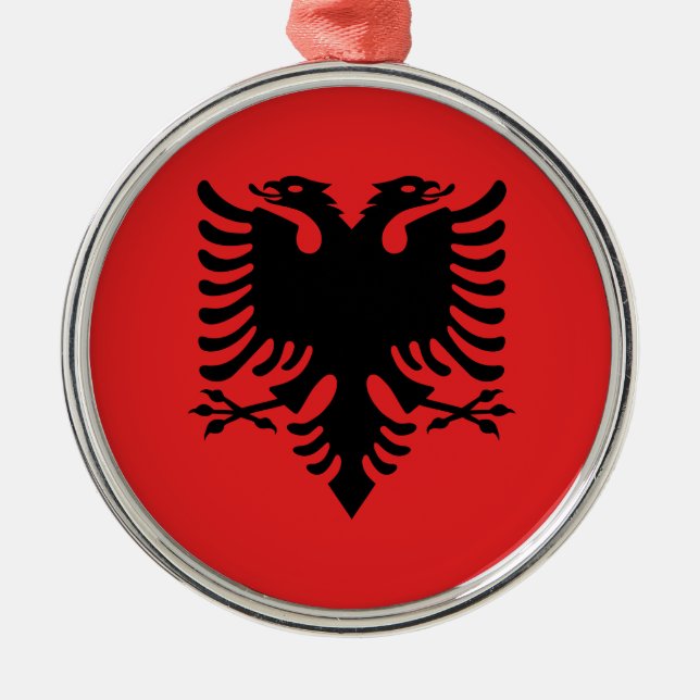 Flagga i Albanien Julgransprydnad Metall (Framsidan)