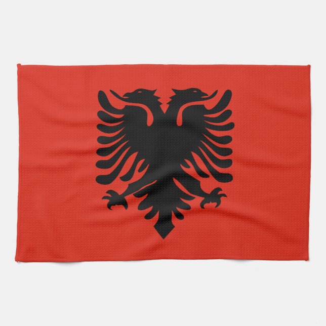 Flagga i Albanien Kökshandduk (Horisontell)