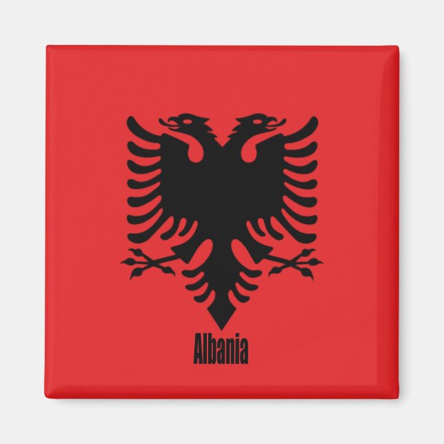 Flagga i Albanien, märkt. Magnet (Framsidan)