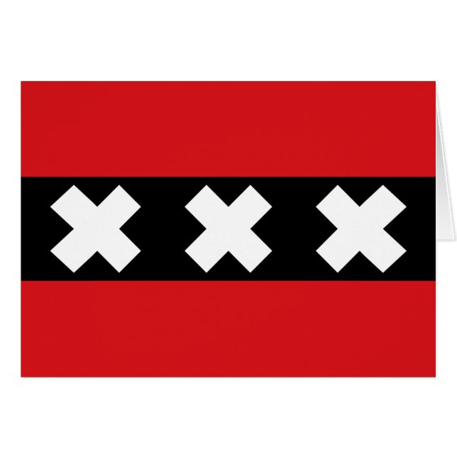 Flagga i Amsterdam Hälsningskort (Framsidan Horizontal)