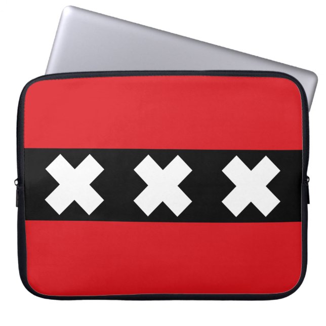 Flagga i Amsterdam Laptop Fodral (Framsidan)