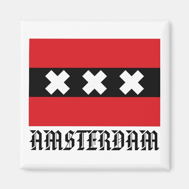 Flagga i Amsterdam Magnet (Framsidan)