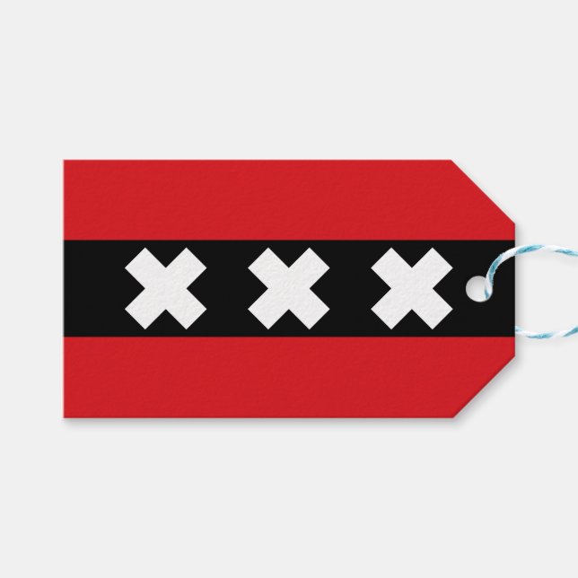 Flagga i Amsterdam Presentetikett (Framsidan (Horisontell))