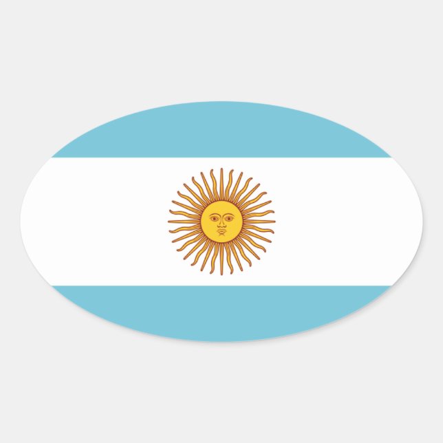 Flagga i Argentina Ovalt Klistermärke (Framsida)