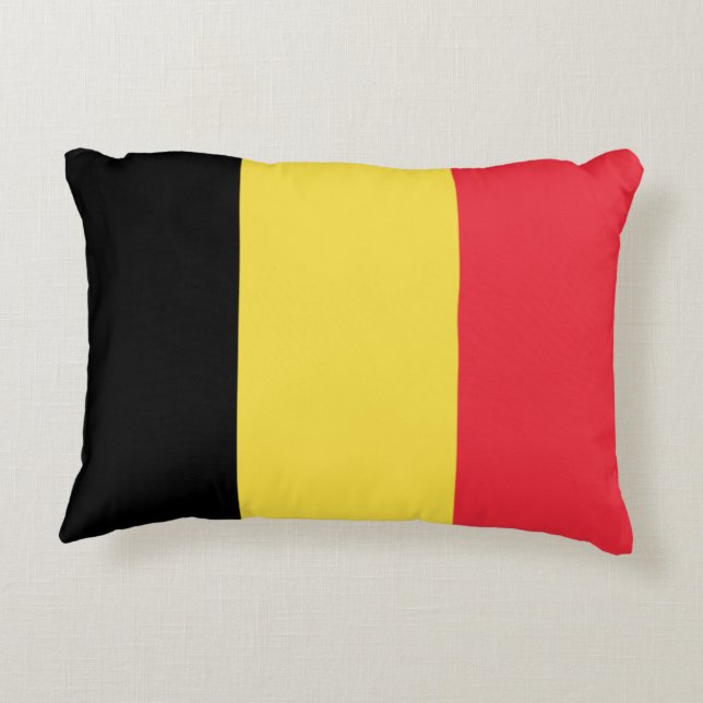 Flagga i Belgien anpassad design Prydnadskudde (Baksidan)