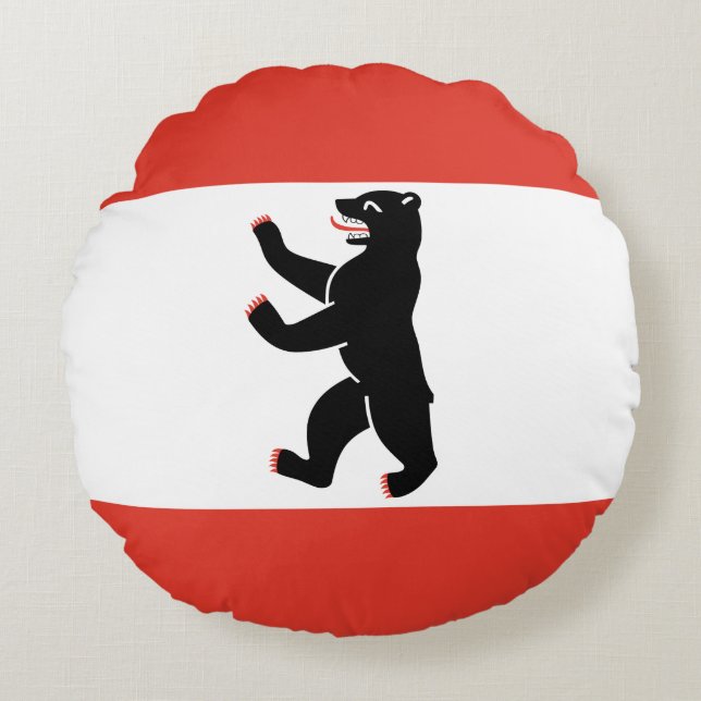 Flagga i Berlin Round Pillow Rund Kudde (Framsidan)