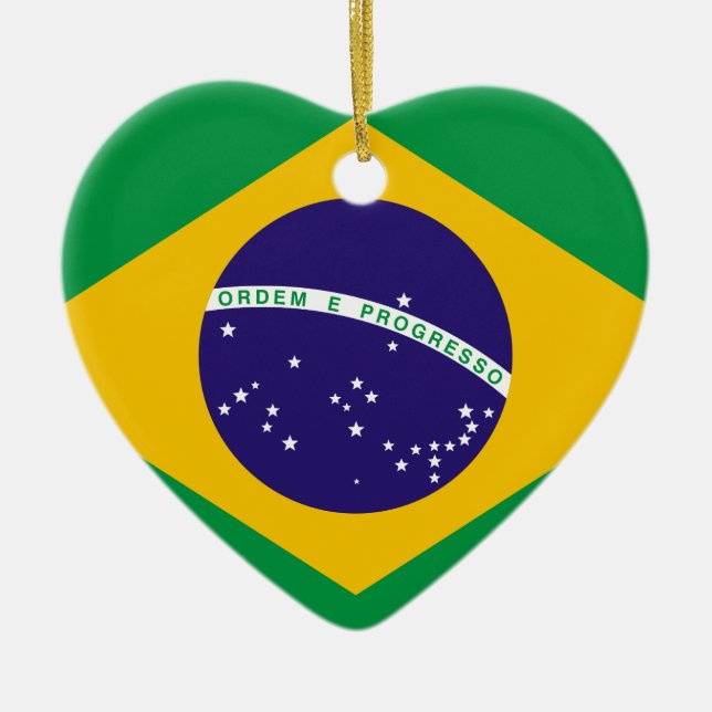 Flagga i Brasilien Julgransprydnad Keramik (Framsidan)