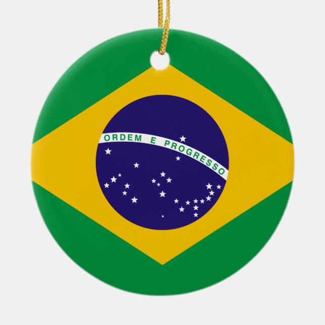 Flagga i Brasilien Julgransprydnad Keramik (Framsidan)
