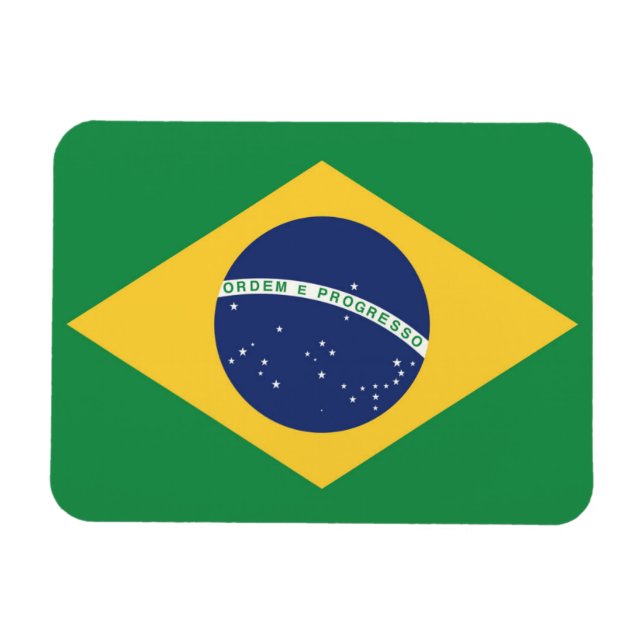 Flagga i Brasilien Magnet (Horisontell)