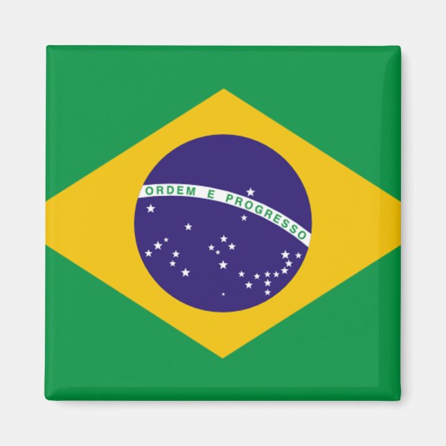Flagga i Brasilien Magnet (Framsidan)