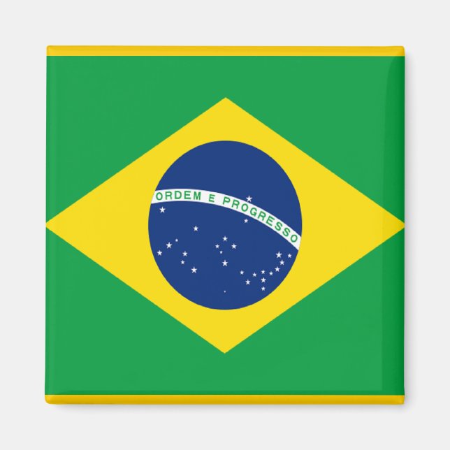 Flagga i Brasilien Magnet (Framsidan)