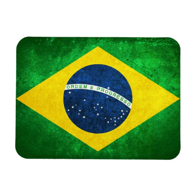 Flagga i Brasilien Magnet (Horisontell)