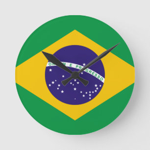 Flagga i Brasilien Rund Klocka