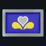 Flagga i Bryssel, Belgien Bälte Buckle<br><div class="desc">Bälte Buckle med utformning med flagga av huvudstadsregionen Bryssel i Belgien,  blå flagga med gult,  grått och vit iris</div>