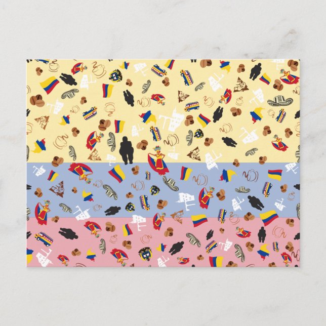 Flagga i Colombia med berömd i land Vykort (Framsida)