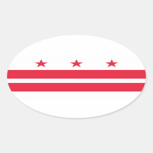 Flagga i Columbia-distriktet (USA) Ovalt Klistermärke