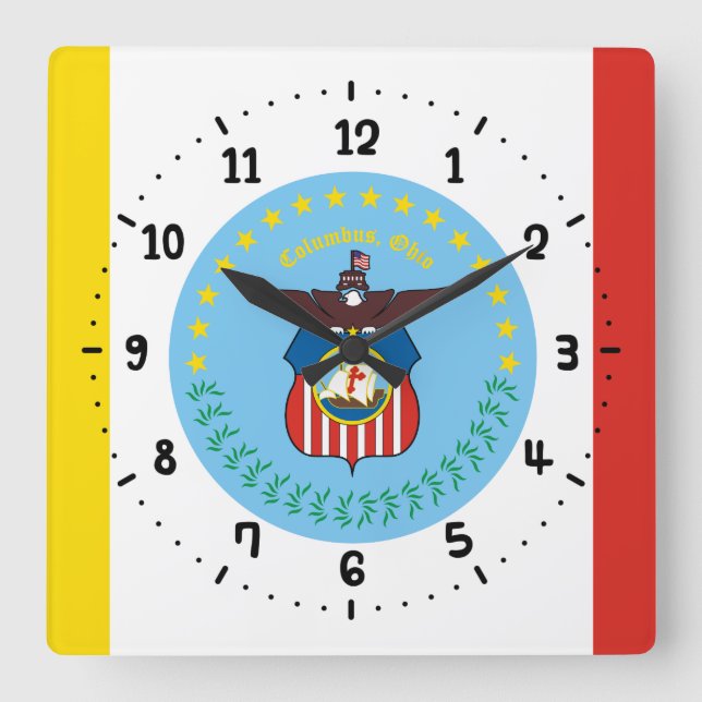 Flagga i Columbus, Ohio Square Wall Clock Fyrkantig Klocka (Framsida)
