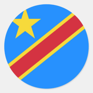 Flagga i Demokratiska republiken Kongo Runt Klistermärke