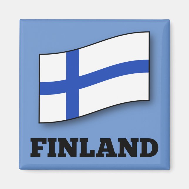 Flagga i Finland anpassad design Magnet (Framsidan)