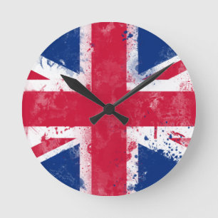 Flagga i Förenade kungariket eller Union Jack Rund Klocka