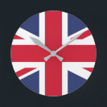 Flagga i Förenade kungariket Rund Klocka<br><div class="desc">Förenade kungarikets nationella flagga är Union Jack, även känt som Union Flagga. Flagga består av det röda korna av Saint George (skyddshelgon of England), i vitt, som läggs ovanpå St Patrick Kor (skyddshelgon of Ireland), som läggs ovanpå Saltire of Saint Andrew (Skottlands skyddshelgon)</div>