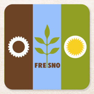 Flagga i Fresno, Kalifornien Underlägg Papper Kvadrat